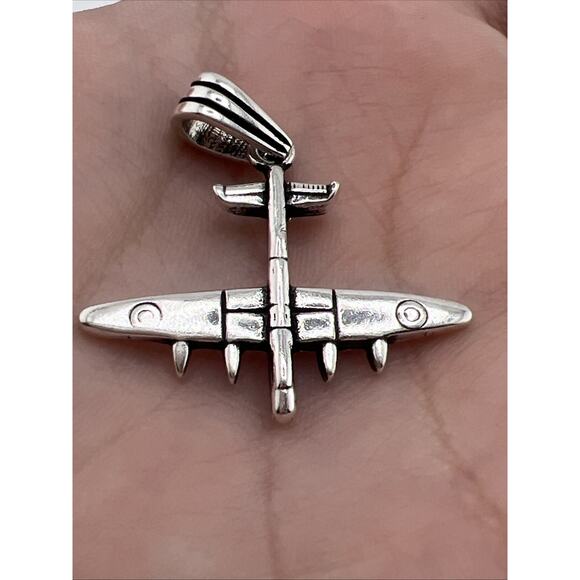 Air Plane Sterling Silver 925 Pendant For Necklace - Picture 1 of 4